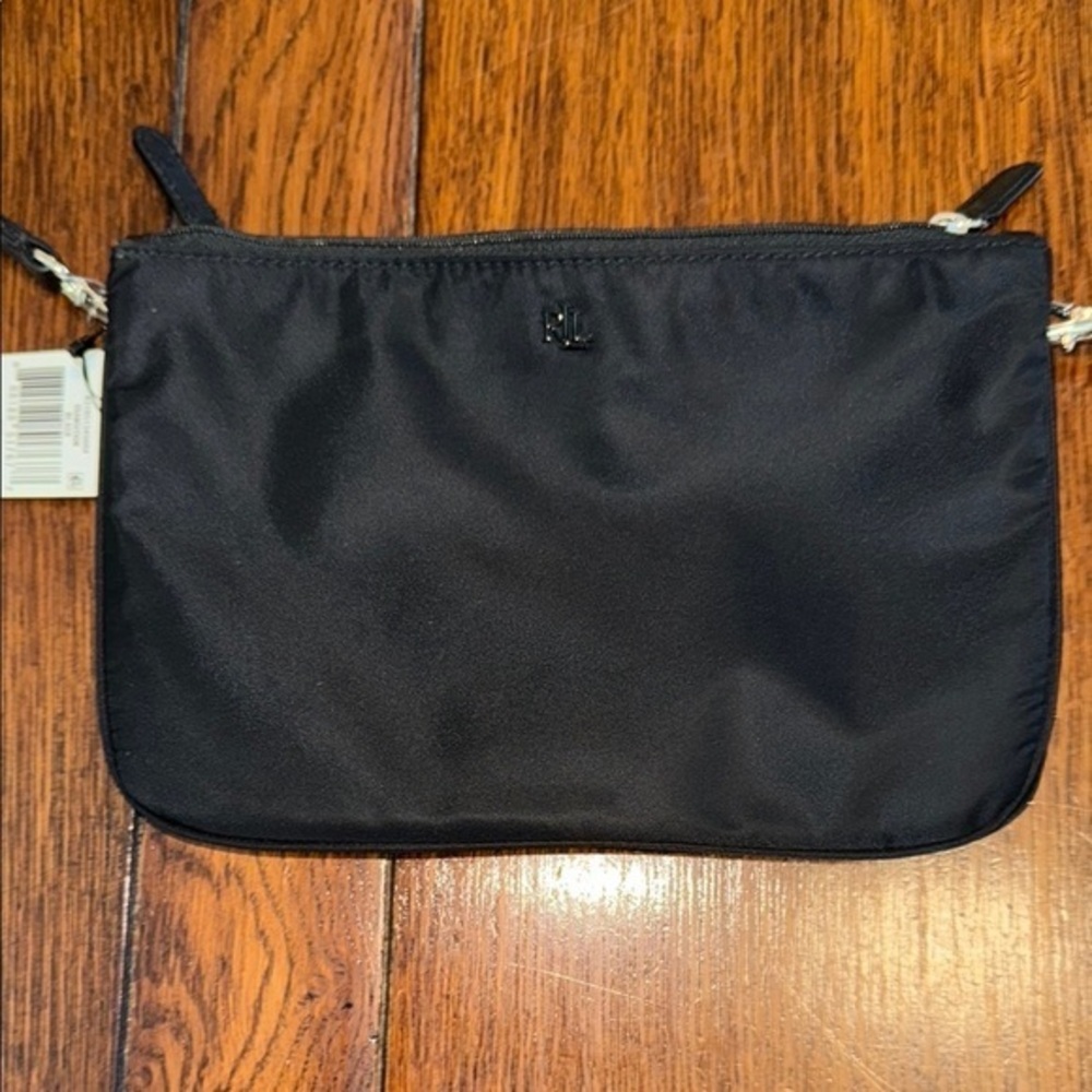 NWT Lauren Ralph Lauren Black Transition  nylon Crossbody Bag
